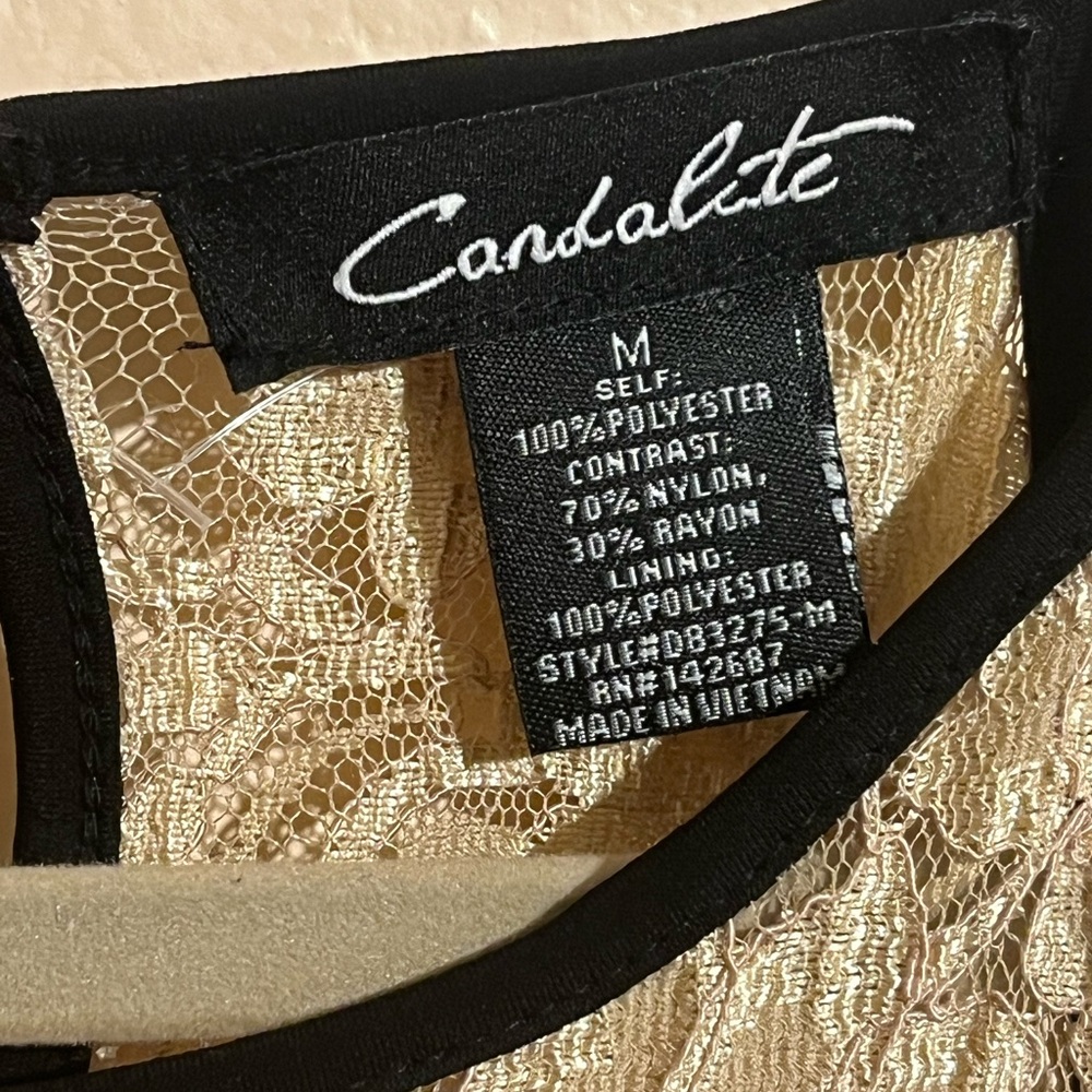 Candie's Black and Beige Lace Halter Dress - Picture 2 of 4